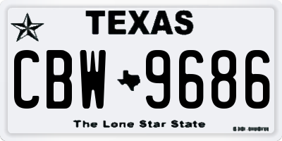 TX license plate CBW9686