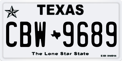 TX license plate CBW9689