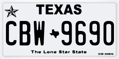 TX license plate CBW9690