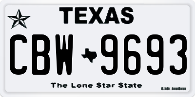 TX license plate CBW9693