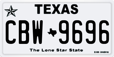 TX license plate CBW9696