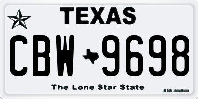 TX license plate CBW9698