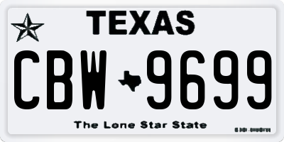 TX license plate CBW9699