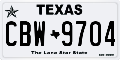 TX license plate CBW9704