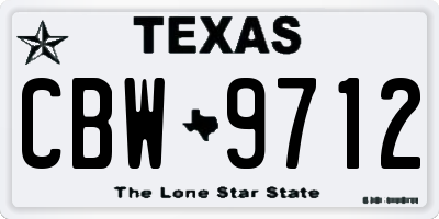 TX license plate CBW9712