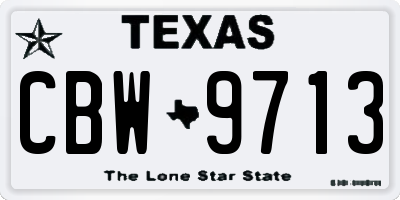 TX license plate CBW9713