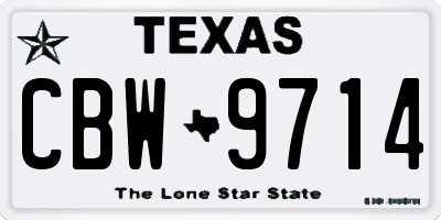TX license plate CBW9714