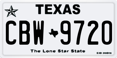 TX license plate CBW9720