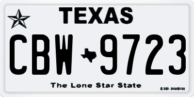 TX license plate CBW9723