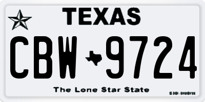 TX license plate CBW9724