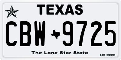 TX license plate CBW9725