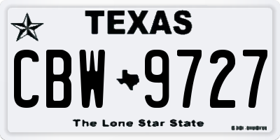 TX license plate CBW9727
