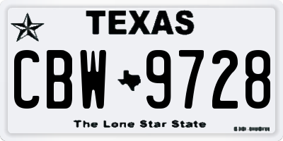 TX license plate CBW9728