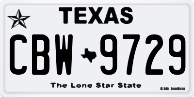 TX license plate CBW9729