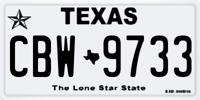 TX license plate CBW9733