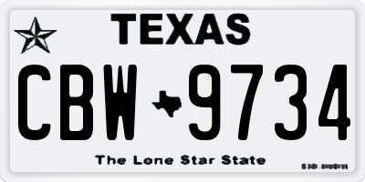 TX license plate CBW9734