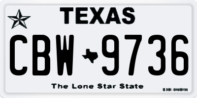 TX license plate CBW9736