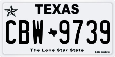 TX license plate CBW9739