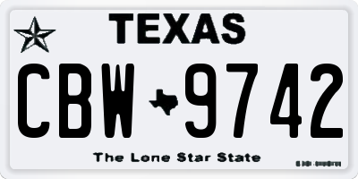 TX license plate CBW9742