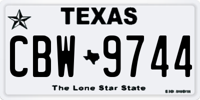 TX license plate CBW9744
