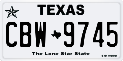 TX license plate CBW9745