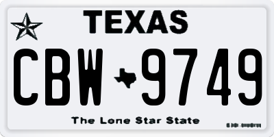 TX license plate CBW9749