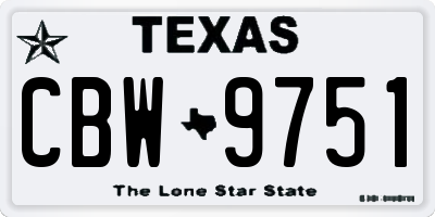 TX license plate CBW9751