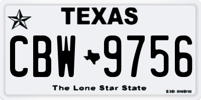 TX license plate CBW9756