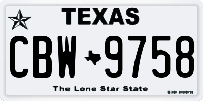TX license plate CBW9758