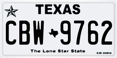 TX license plate CBW9762