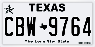 TX license plate CBW9764