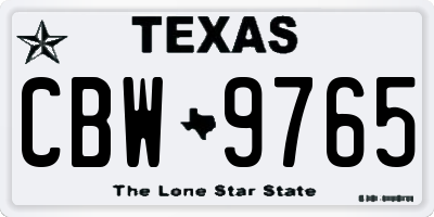 TX license plate CBW9765