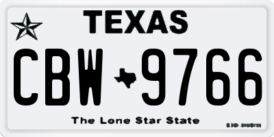 TX license plate CBW9766
