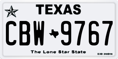 TX license plate CBW9767