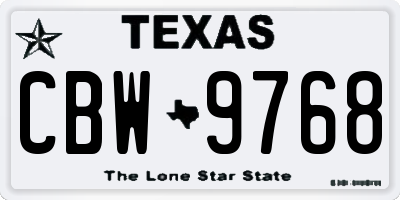TX license plate CBW9768