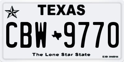 TX license plate CBW9770