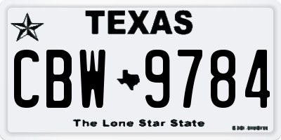 TX license plate CBW9784
