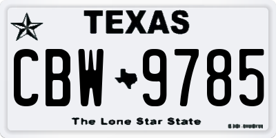 TX license plate CBW9785