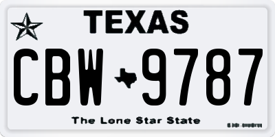 TX license plate CBW9787