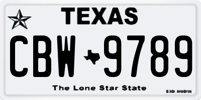 TX license plate CBW9789