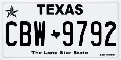 TX license plate CBW9792