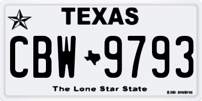 TX license plate CBW9793