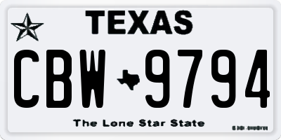 TX license plate CBW9794