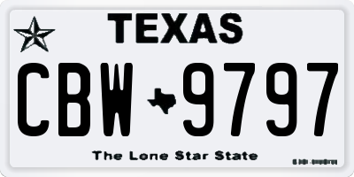 TX license plate CBW9797