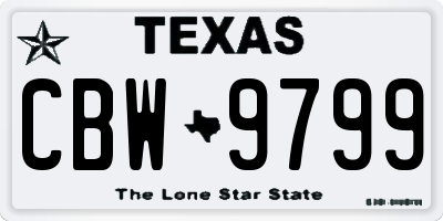 TX license plate CBW9799