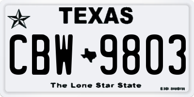 TX license plate CBW9803