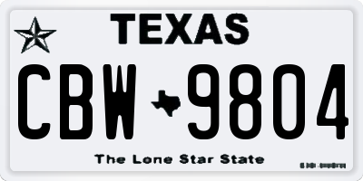 TX license plate CBW9804