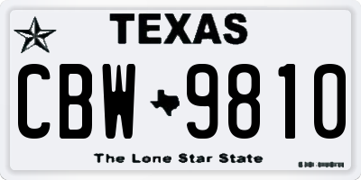 TX license plate CBW9810