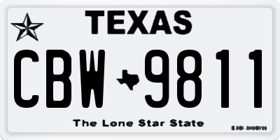TX license plate CBW9811