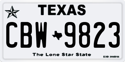 TX license plate CBW9823